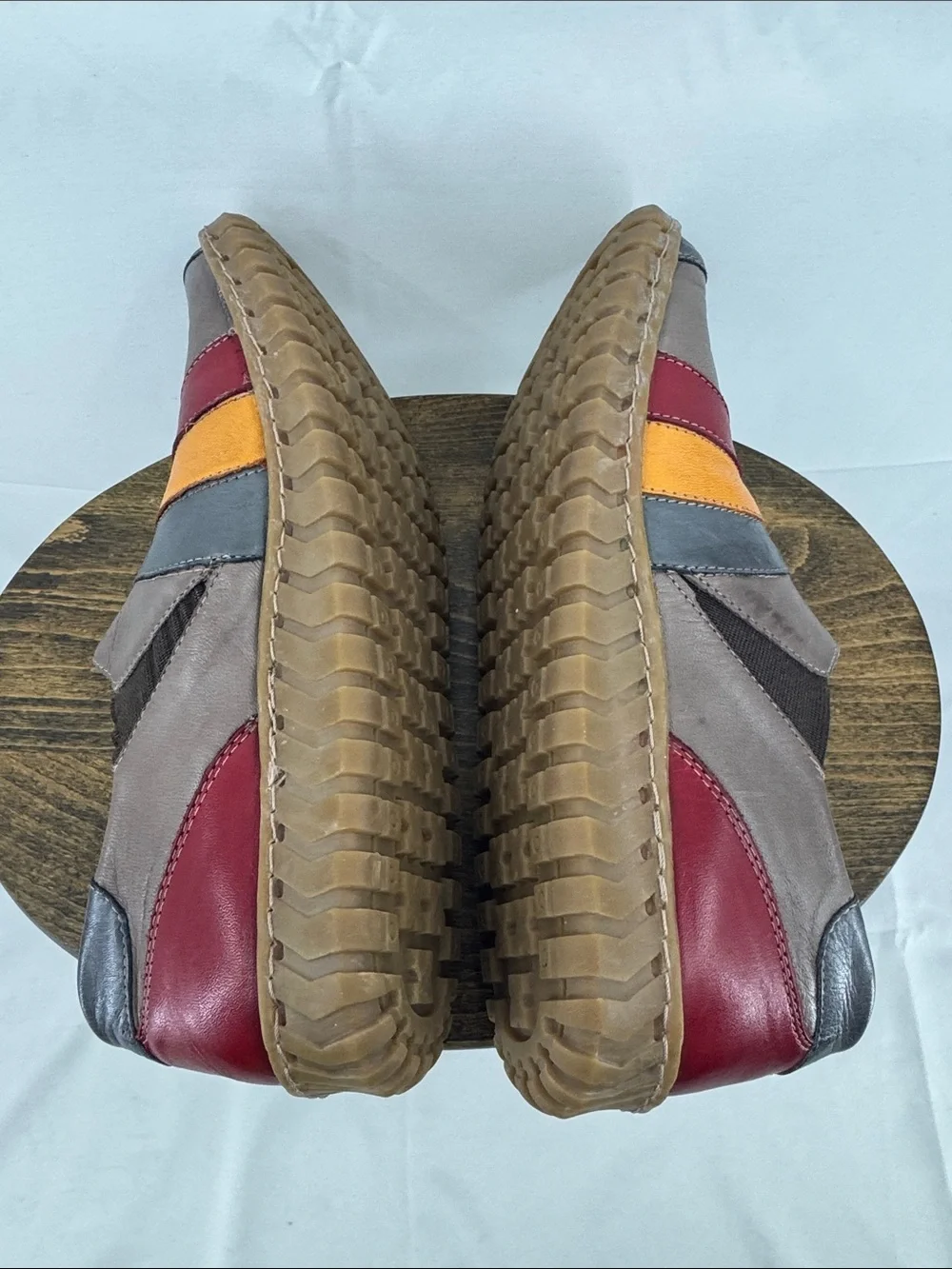 Spring Step Womens Neeta Slip-on Leather Shoes, Brown w/ Red & Yellow, sz 37
